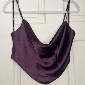 Cropped Deep Purple Satin Blouse